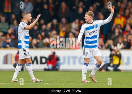 DEVENTER, 11-02-2024, stade de Adelaarshorst, football, Eredivisie néerlandaise, saison 2023/2024, pendant le match Go Ahead Eagles - PEC Zwolle, joueur de PEC Zwolle Bram van Polen, joueur de PEC Zwolle Nick Fichtinger crédit : Pro Shots/Alamy Live News Banque D'Images