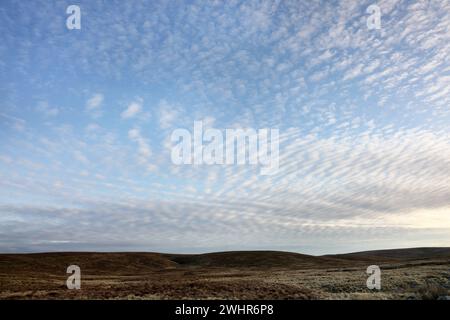 Maquereau Sky. L'apparition de tels nuages, sont un signe d'aggravation du temps à venir, Yorkshire Dales, Angleterre, Royaume-Uni Banque D'Images