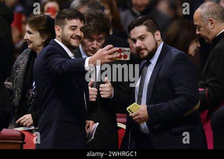 11 février 2024 - le président argentin JAVIER MILEI a assisté à la messe à l'occasion de la canonisation de la sainte Argentine Maria Antonoia DePaz y Figueroa dans les Basilique Pierre au Vatican. - État de la Cité du Vatican © EvandroInetti via ZUMA Wire (crédit image : © Evandro Inetti/ZUMA Press Wire) USAGE ÉDITORIAL SEULEMENT! Non destiné à UN USAGE commercial ! Banque D'Images