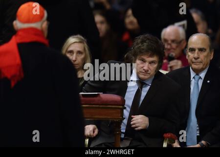 11 février 2024 - le président argentin JAVIER MILEI a assisté à la messe à l'occasion de la canonisation de la sainte Argentine Maria Antonoia DePaz y Figueroa dans les Basilique Pierre au Vatican. - État de la Cité du Vatican © EvandroInetti via ZUMA Wire (crédit image : © Evandro Inetti/ZUMA Press Wire) USAGE ÉDITORIAL SEULEMENT! Non destiné à UN USAGE commercial ! Banque D'Images