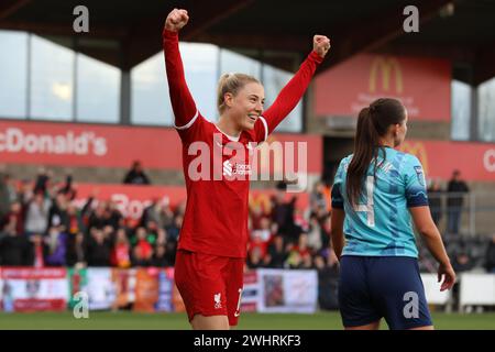 Princess Park Stadium, Dartford, Angleterre, 11 février 2024 : Sophie Roman Haug (Liverpool 10) célèbre son but lors du match de cinquième tour de la Women's FA Cup entre les lionnes de Londres et Liverpool au Princess Park Stadium, Dartford, Royaume-Uni, le 11 février 2024 (Bettina Weissensteiner/SPP) Banque D'Images