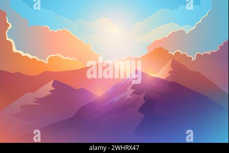 Beau paysage de montagnes et nuageux, illustration vectorielle Illustration de Vecteur