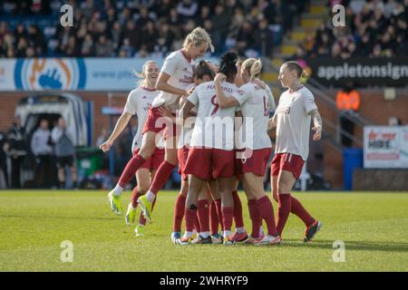 Eastleigh, Royaume-Uni. 11 février 2024. Manchester United célèbre avoir pris la tête lors du match de la FA Cup Adobe Womens entre Southampton et Manchester United au Silverlake Stadium, à Eastleigh. (Tom Phillips/SPP) crédit : photo de presse sportive SPP. /Alamy Live News Banque D'Images