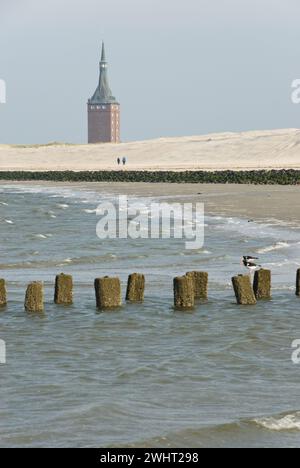 La tour ouest de l'île allemande de la mer du Nord Wangerooge Banque D'Images