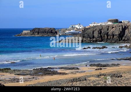 Plage de surf Playa Piedra, El Cotillo, Fuerteventura, Îles Canaries, Espagne. Banque D'Images