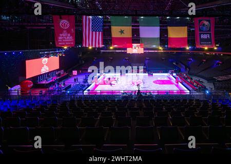 Anvers, Belgique. 11 février 2024. Sportpaleis avant un match de basket-ball entre les équipes nationales féminines de Belgique et du Nigeria lors du tournoi de qualification olympique féminin FIBA 2024 à Anvers le 11 février 2024 à Anvers, Belgique. (Photo de Stijn Audooren/Isosport) crédit : Sportpix/Alamy Live News Banque D'Images