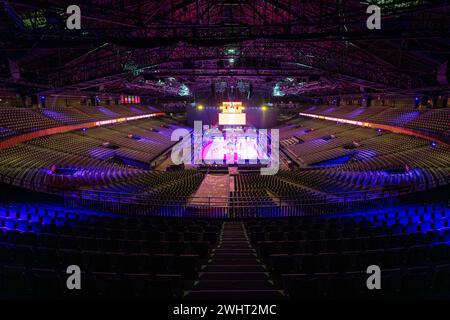 Anvers, Belgique. 11 février 2024. Sportpaleis avant un match de basket-ball entre les équipes nationales féminines de Belgique et du Nigeria lors du tournoi de qualification olympique féminin FIBA 2024 à Anvers le 11 février 2024 à Anvers, Belgique. (Photo de Stijn Audooren/Isosport) crédit : Sportpix/Alamy Live News Banque D'Images