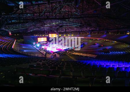 Anvers, Belgique. 11 février 2024. Sportpaleis avant un match de basket-ball entre les équipes nationales féminines de Belgique et du Nigeria lors du tournoi de qualification olympique féminin FIBA 2024 à Anvers le 11 février 2024 à Anvers, Belgique. (Photo de Stijn Audooren/Isosport) crédit : Sportpix/Alamy Live News Banque D'Images