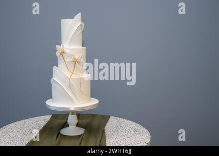 Gâteau de mariage moderne à trois niveaux Banque D'Images