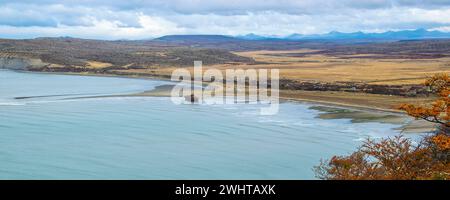 Vue aérienne de la plage de Cabo san pablo, terre de feu, argentine Banque D'Images