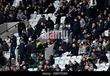 Londres, Royaume-Uni. 11 février 2024. Lors du match de West Ham vs Arsenal premier League au London Stadium Stratford. Cette image est RÉSERVÉE à UN USAGE ÉDITORIAL. Licence exigée du Football DataCo pour toute autre utilisation. Crédit : MARTIN DALTON/Alamy Live News Banque D'Images
