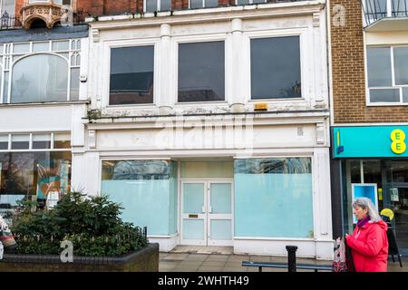 Magasins vides, High Street, Lincoln City, Lincolnshire, Angleterre, ROYAUME-UNI Banque D'Images