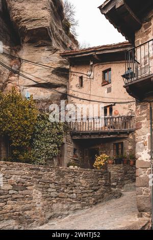 Rues de la ville médiévale de Rupit en Catalogne Espagne Banque D'Images