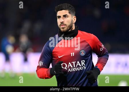 Julien Mattia / le Pictorium - PSG / LOSC - 21ème journée de Ligue 1 Uber Eat. - 11/02/2024 - France / Ile-de-France (région) / Paris - Marco Asensio lors du match entre le Paris Saint Germain (PSG) et le LOSC (Lille), au Parc des Princes, le 10 février 2024. Banque D'Images