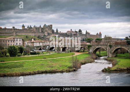 Vue de Carcassonne en Languedoc-Rosellon (France) Banque D'Images