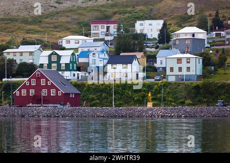 La ville de Siglufjordur, la partie nord de l'Islande Banque D'Images