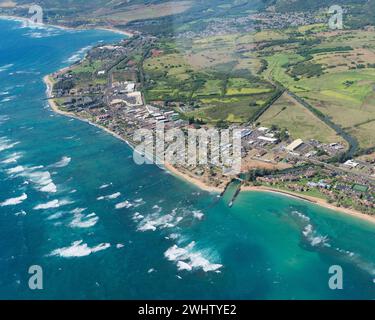 Une vue aérienne de l'île de Kauai, Hawaï Banque D'Images