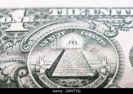 pyramide sur un billet de 1 dollar extrême gros plan Banque D'Images