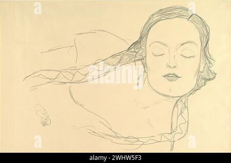 Gustav Klimt - figure de jeune femme à la tête penchée Banque D'Images