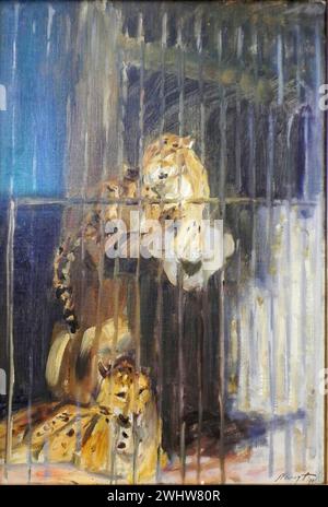Max Slevogt - Zwei Leoparden im Käfig [1901] Banque D'Images