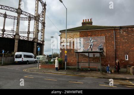 Banksy, danseurs d'arrêt de bus, Great Yarmouth Banque D'Images