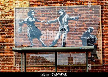 Banksy, danseurs d'arrêt de bus, Great Yarmouth Banque D'Images