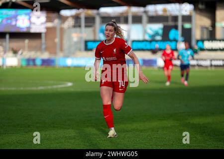 Dartford, Royaume-Uni. 11 février 2024. Dartford, Angleterre, 11 février 2024 : Marie-Therese Hobinger (14 Liverpool) en action lors du match de la FA Cup féminine Adobe entre les lionnes de Londres et Liverpool au stade Princes Park Stadium de Dartford, Angleterre (Will Hope/SPP) crédit : SPP Sport Press photo. /Alamy Live News Banque D'Images