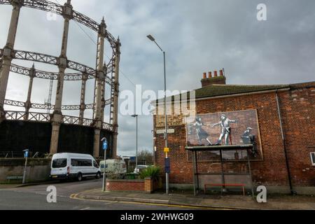 Banksy, danseurs d'arrêt de bus, Great Yarmouth Banque D'Images