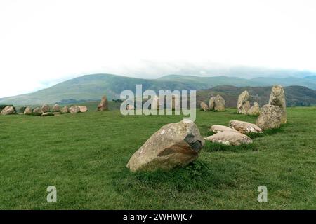 Ancien château Rigg Stone Circle près de Keswick en Cumbria, Lake District Banque D'Images