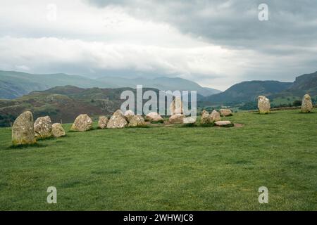 Ancien château Rigg Stone Circle près de Keswick en Cumbria, Lake District Banque D'Images