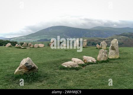 Ancien château Rigg Stone Circle près de Keswick en Cumbria, Lake District Banque D'Images