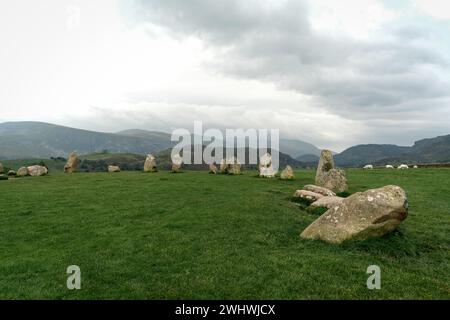 Ancien château Rigg Stone Circle près de Keswick en Cumbria, Lake District Banque D'Images