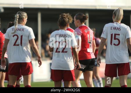 Millie Turner, Nikita Parris et Gemma Evans Southampton FC Women v Manchester United Women's FA Cup au Silverlake Stadium Banque D'Images