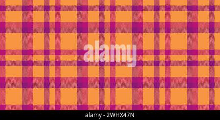 Présentez le fond de texture sans couture, vecteur textile de plaid publicitaire. Tissu tartan à carreaux Vichy en couleur rose et orange. Illustration de Vecteur