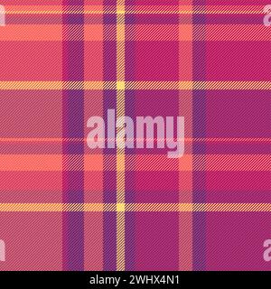 Tartan de tissu vecteur adolescent, fond de plaid textile d'emballage. Motif de texture commerciale sans couture dans les couleurs magenta et rose. Illustration de Vecteur