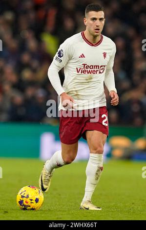 Birmingham, Royaume-Uni. 11 février 2024. Diogo Dalot de Manchester United lors du match de premier League à Villa Park, Birmingham. Le crédit photo devrait se lire : Andrew Yates/Sportimage crédit : Sportimage Ltd/Alamy Live News Banque D'Images