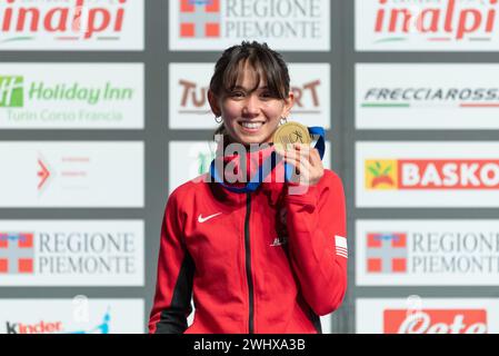 Turin, Turin, Italie. 11 février 2024. Médaille d'or Lee Kiefer (crédit image : © Matteo SECCI/ZUMA Press Wire) USAGE ÉDITORIAL SEULEMENT! Non destiné à UN USAGE commercial ! Banque D'Images