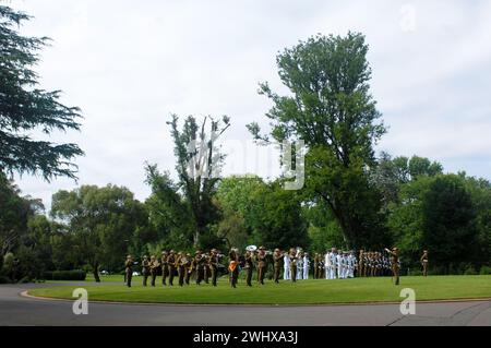 Garde armée pour que M. Pierre-André Imbert, ambassadeur de France, présente ses lettres de créance à Government House, Canberra, ACT, Australie. Banque D'Images