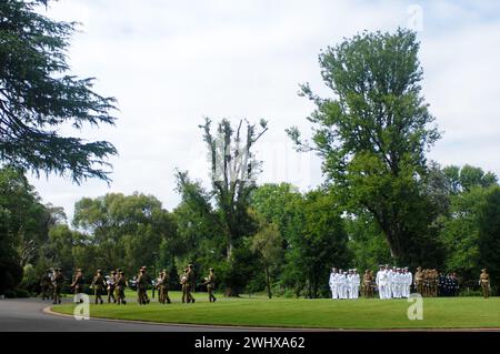 Garde armée pour que M. Pierre-André Imbert, ambassadeur de France, présente ses lettres de créance à Government House, Canberra, ACT, Australie. Banque D'Images