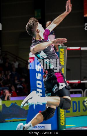 Padoue, Italie. 11 février 2024. LUCA PORRO (PALLAVOLO PADOVA) pendant Pallavolo Padova vs Allianz Milano, match de Volleyball Italien Serie A Men SuperLeague à Padoue, Italie, 11 février 2024 crédit : Agence photo indépendante/Alamy Live News Banque D'Images