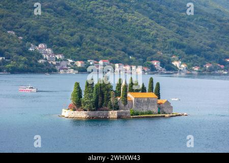 Prog George Island, Perast, Monténégro vue aérienne Banque D'Images