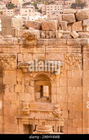 Ruines romaines anciennes de Jerash Gerasa, Jordanie Banque D'Images