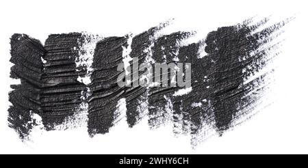 Trait de peinture noir avec pinceau de soie, échantillon isolé sur fond blanc Banque D'Images