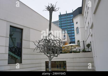 Musée juif de Francfort-sur-le-main avec sculpture d'arbre par Ariel Schlesinger Banque D'Images