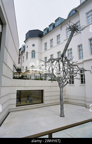 Musée juif de Francfort-sur-le-main avec sculpture d'arbre par Ariel Schlesinger Banque D'Images