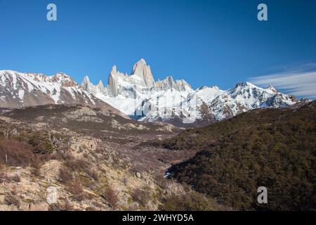 Trek au Mont Fitz Roy à El Chalten. Paysage sur le sentier de Laguna de Lost Tres, Patagonie, Argentine. Banque D'Images