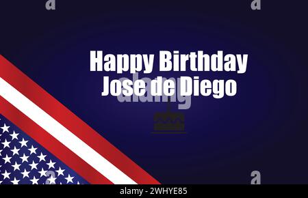 Joyeux anniversaire Jose de Diego avec la conception d'illustration de drapeau des états-unis Illustration de Vecteur