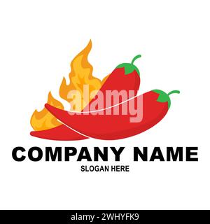 Piment rouge chaud. Vecteur de concept de conception de logo Red Hot Chili, modèle de conception de logo Spicy Pepper. Piments en feu. Icône de piment Illustration de Vecteur