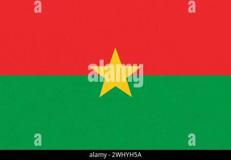 Drapeau du Burkina Faso sur la surface du tissu. Drapeau national du Burkina Faso sur fond texturé. Textu Banque D'Images