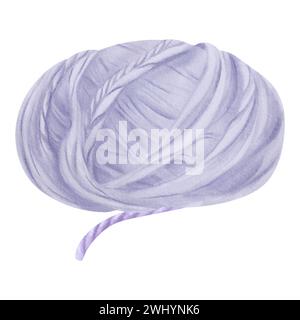 Illustration aquarelle d'une bobine de fil bleu. Fabriqué en fibres de laine et de coton. Convient pour les amateurs d'artisanat, magasins de couture, textile Banque D'Images